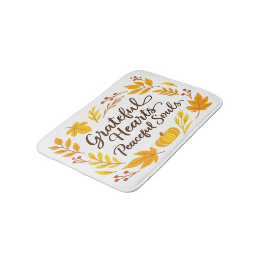 'Grateful Hearts, Peaceful Souls' Bath Mat バスマット (アングル)