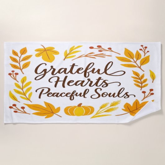 'Grateful Hearts, Peaceful Souls' Beach Towel ビーチタオル (正面)