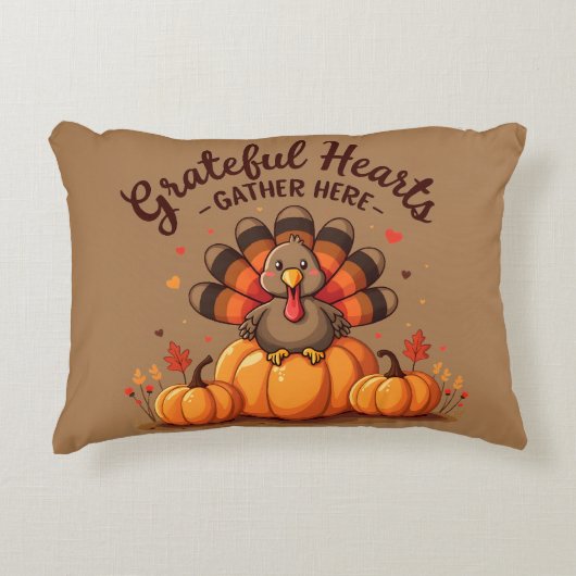 Grateful Hearts Thanksgiving Turkey アクセントクッション (正面)