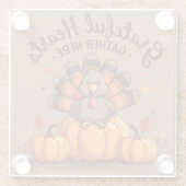 Grateful Hearts Thanksgiving Turkey ガラスコースター (裏面)