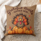 Grateful Hearts Thanksgiving Turkey クッション (ブランケット)
