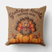 Grateful Hearts Thanksgiving Turkey クッション (正面)