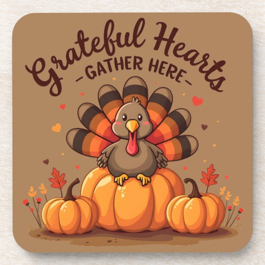 Grateful Hearts Thanksgiving Turkey コースター (正面)