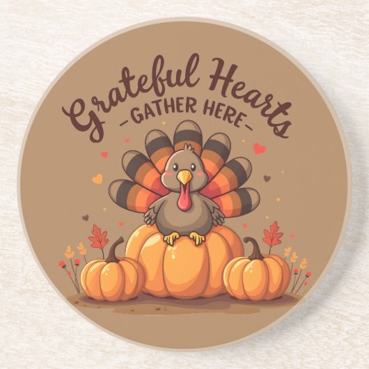 Grateful Hearts Thanksgiving Turkey コースター (正面)