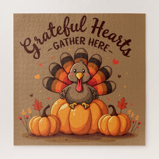 Grateful Hearts Thanksgiving Turkey ジグソーパズル (縦)