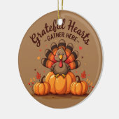 Grateful Hearts Thanksgiving Turkey セラミックオーナメント (左)