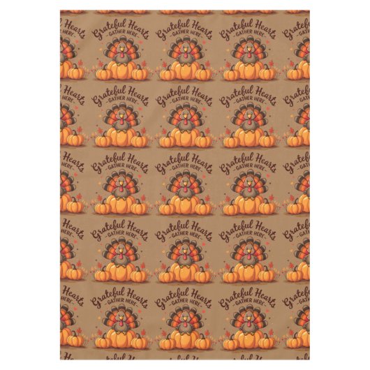 Grateful Hearts Thanksgiving Turkey テーブルクロス (正面)