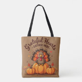 Grateful Hearts Thanksgiving Turkey トートバッグ (裏面)