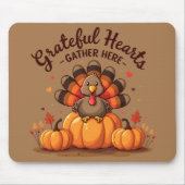 Grateful Hearts Thanksgiving Turkey マウスパッド (正面)