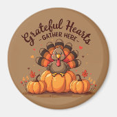 Grateful Hearts Thanksgiving Turkey マグネット (正面)