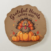 Grateful Hearts Thanksgiving Turkey ラウンドクッション (裏面)