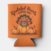 Grateful Hearts Thanksgiving Turkey Orange 缶クーラー (正面)