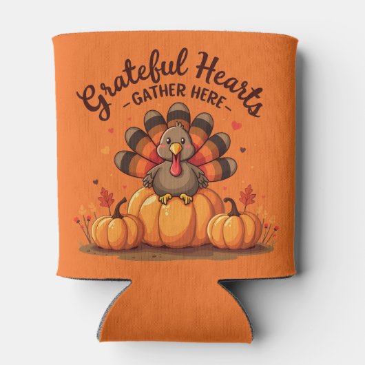 Grateful Hearts Thanksgiving Turkey Orange 缶クーラー (裏面)