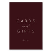 Grateful Maroon Minimalist Thank You Card テーブルナンバー (裏面)
