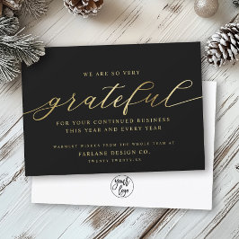 Grateful | Modern Script Business Logo Corporate シーズンカード