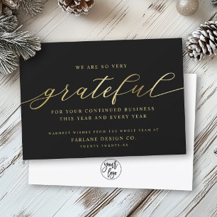Grateful Modern Script Business Logo Corporate シーズンカード