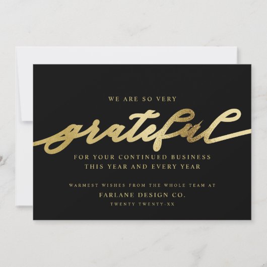 Grateful | Modern Script Business Logo Corporate シーズンカード (正面)