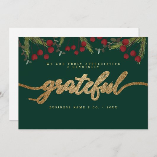 Grateful Modern Script Holly Pine business logo シーズンカード (正面/裏面)