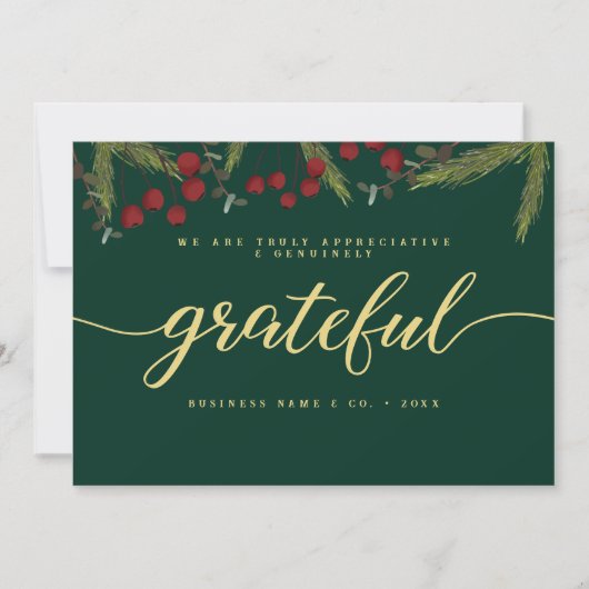 Grateful Modern Script Holly Pine business logo シーズンカード (正面)