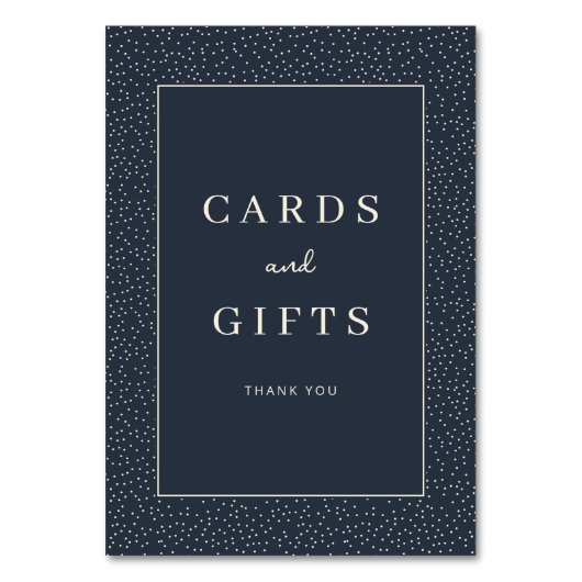 Grateful Navy Blue Elegant Thank You Card テーブルナンバー (正面)