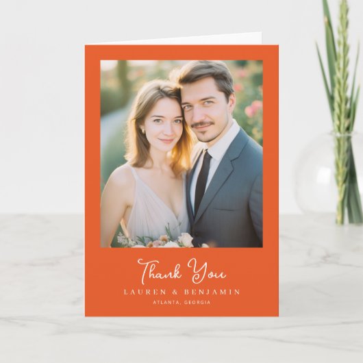 Grateful Orange Photographic Photo サンキューカード (正面)
