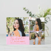 Grateful Orange Pink Multi Photo Graduation 案内状 (スタンド正面)
