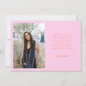 Grateful Orange Pink Multi Photo Graduation 案内状 (裏面)
