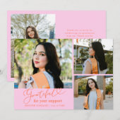 Grateful Orange Pink Multi Photo Graduation 案内状 (正面/裏面)