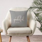 Grateful Personalized Family Name Gray クッション