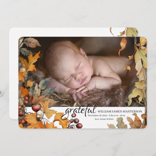 Grateful Photo Birth Announcement  案内状 (正面/裏面)