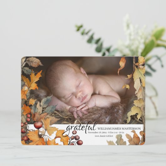 Grateful Photo Birth Announcement  案内状 (スタンド正面)