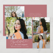 Grateful Pink Multi Photo Graduation 案内状 (正面/裏面)