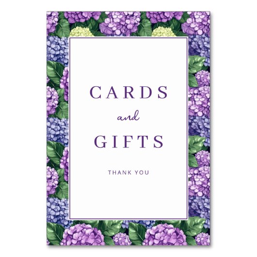 Grateful Purple Floral Hydrangea Border テーブルナンバー (正面)