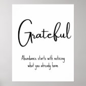 Grateful Quote Motivational Wall Print ポスター (正面)