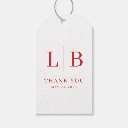 Grateful Red Serif Wedding Favor Tag ギフトタグ (正面)