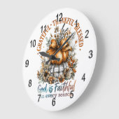 Grateful Thankful Blessed ラージ壁時計 (傾斜)