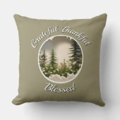 "Grateful, Thankful, Blessed" Accent Throw Pillow クッション (正面)