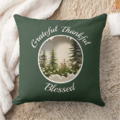 "Grateful, Thankful, Blessed" Dark Green  クッション (ブランケット)