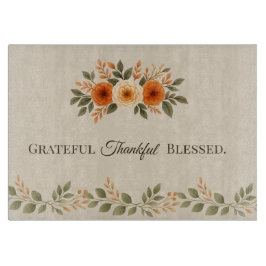 Grateful Thankful Blessed Fall Floral カッティングボード