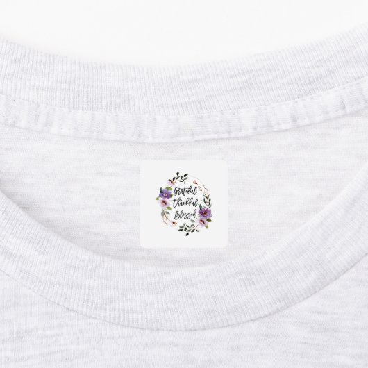 Grateful Thankful Blessed Floral ラベル (貼付)