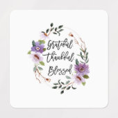 Grateful Thankful Blessed Floral ラベル (デザイン1)