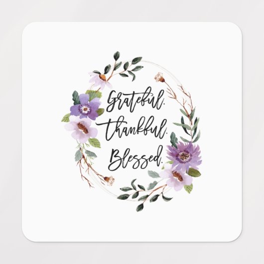 Grateful Thankful Blessed Floral ラベル (デザイン1)