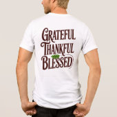 Grateful Thankful Blessed Inspirational Thanks トライブレンドＴシャツ (裏面)