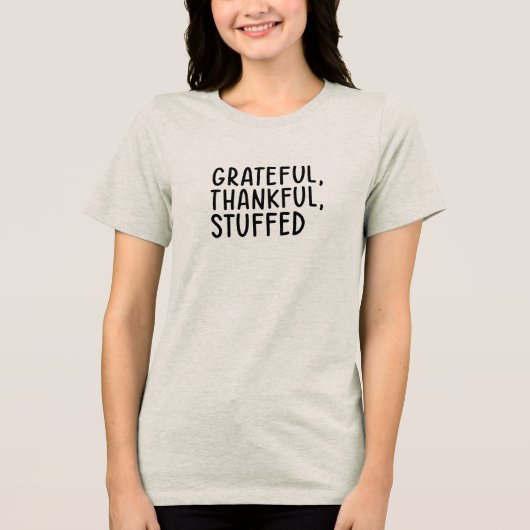 Grateful Thankful Stuffed • Thanksgiving T-Shirt トライブレンドTシャツ (正面)