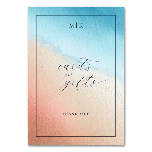 Grateful Watercolor Gradient Cards and Gifts テーブルナンバー (正面)