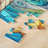 Grateful Whimsical Polar Bear Faux Stained Glass ジグソーパズル (側面)