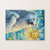Grateful Whimsical Polar Bear Faux Stained Glass ジグソーパズル (横)