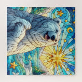 Grateful Whimsical Polar Bear Faux Stained Glass ジグソーパズル (横)