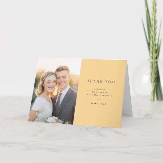Grateful Yellow Wedding Thank You サンキューカード (正面)