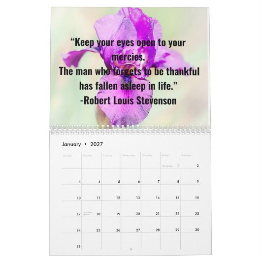 Gratitude  カレンダー (1月 2027)